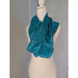 Vintage Berkshire Teal 100% Polyester Square Scarf 29" x 30" Made in Italy